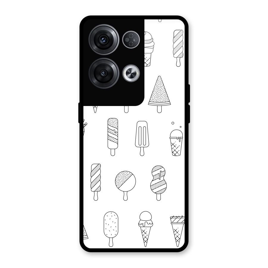 Ice Cream Lines Glass Back Case for Oppo Reno8 Pro 5G