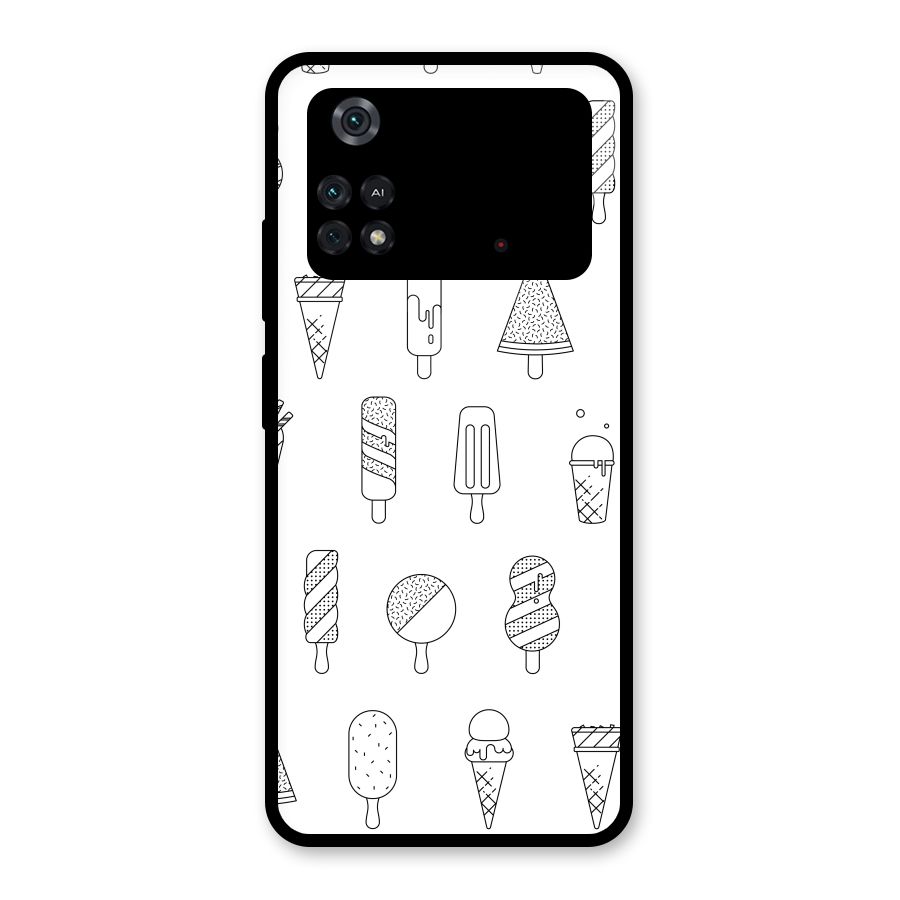 Ice Cream Lines Glass Back Case for Poco M4 Pro 4G