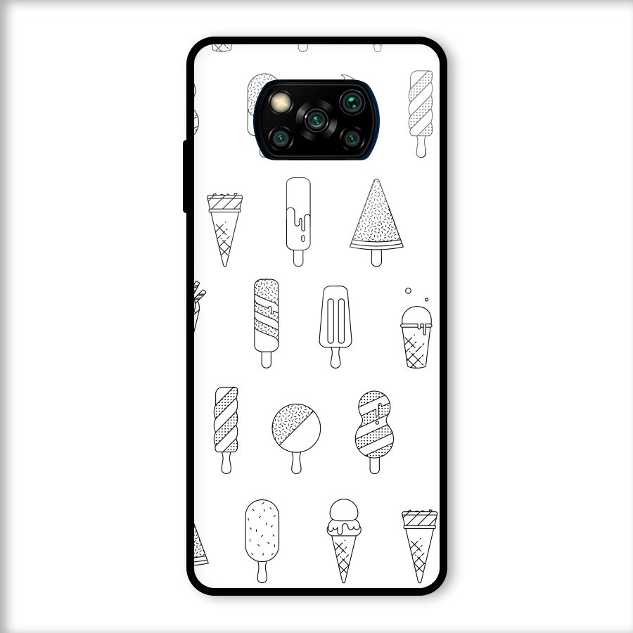 Ice Cream Lines Glass Back Case for Poco X3