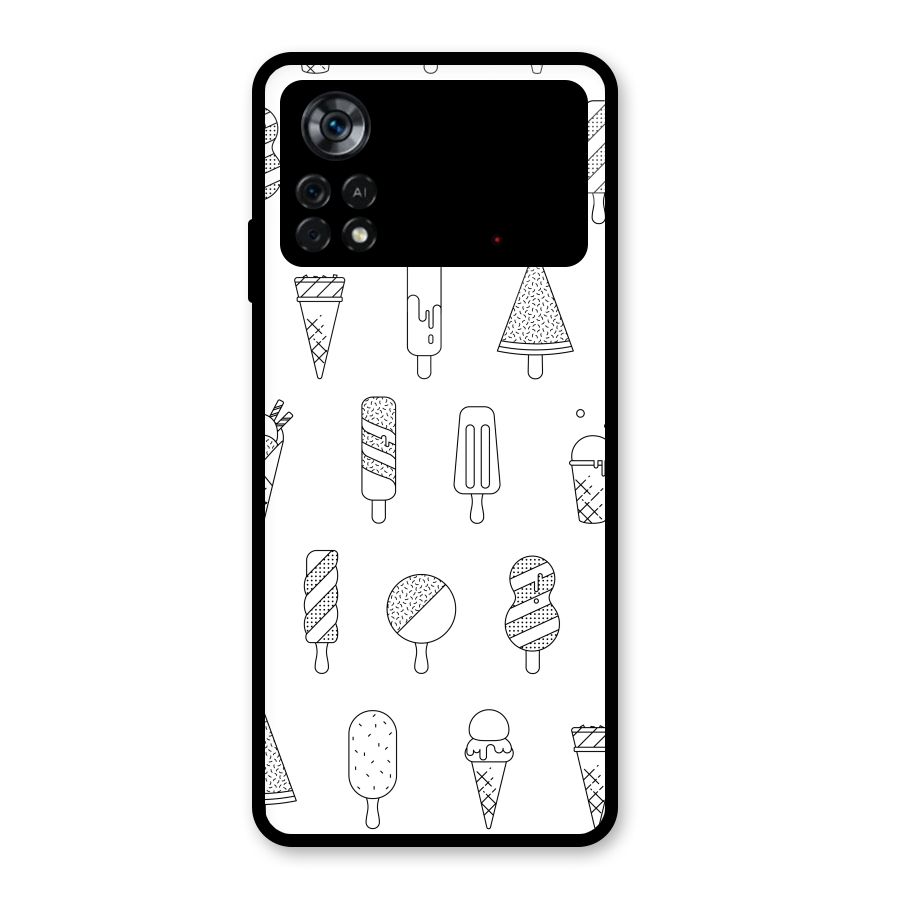 Ice Cream Lines Glass Back Case for Poco X4 Pro 5G
