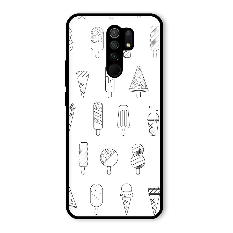Ice Cream Lines Glass Back Case for Redmi 9 Prime