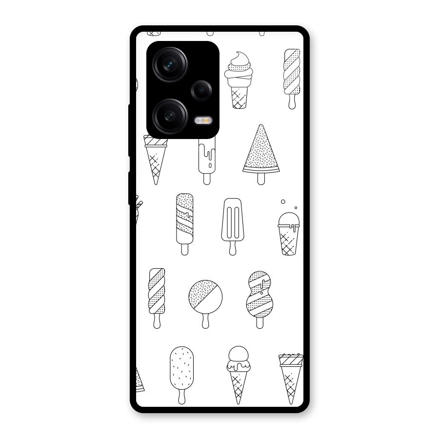 Ice Cream Lines Glass Back Case for Redmi Note 12 Pro