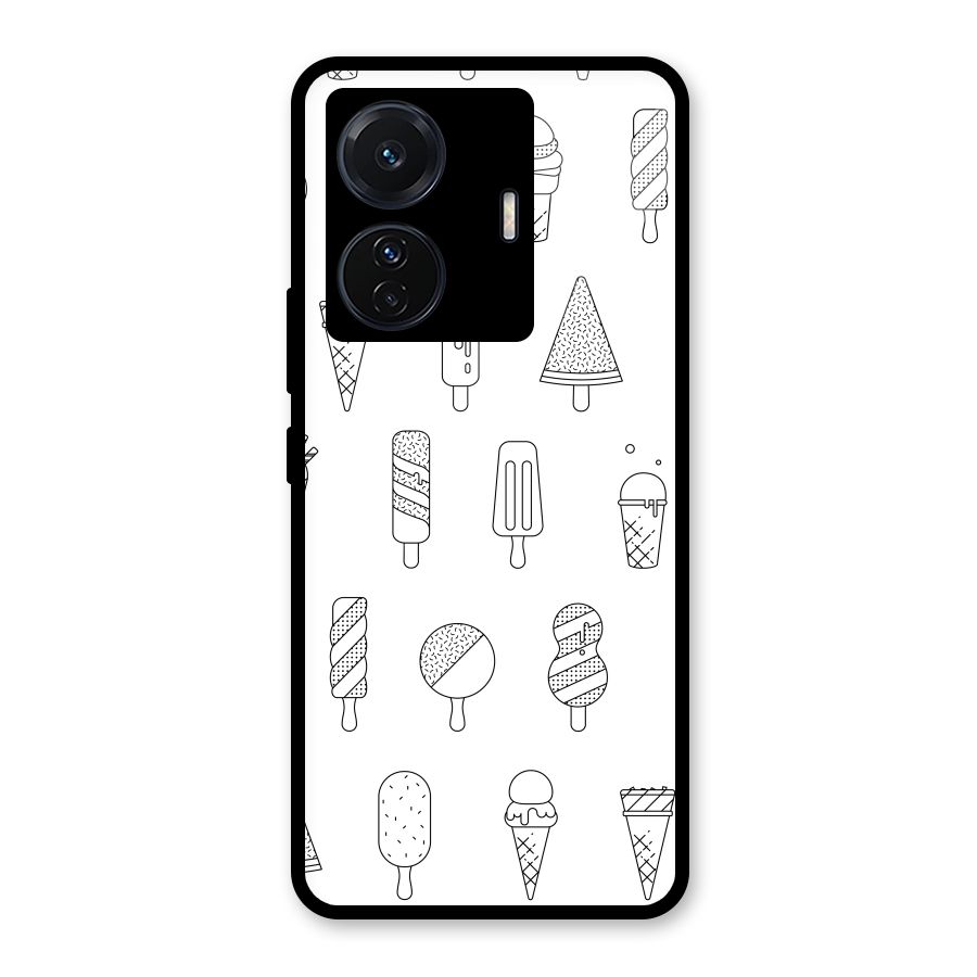 Ice Cream Lines Glass Back Case for Vivo T1 Pro