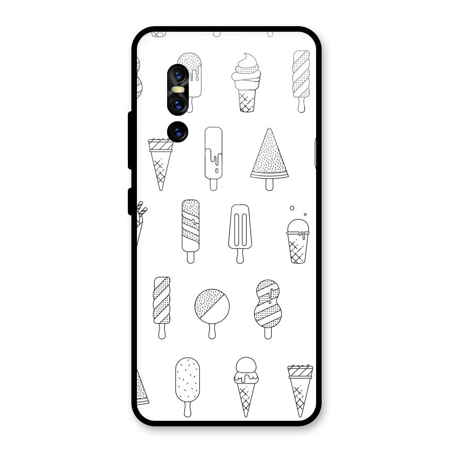 Ice Cream Lines Glass Back Case for Vivo V15 Pro