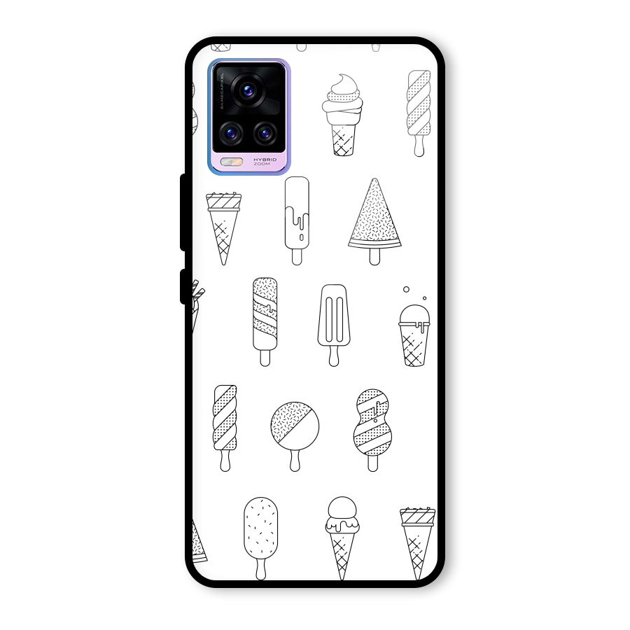Ice Cream Lines Glass Back Case for Vivo V20 Pro