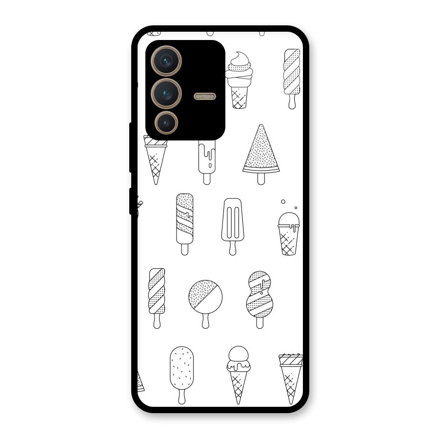 Ice Cream Lines Glass Back Case for Vivo V23 5G
