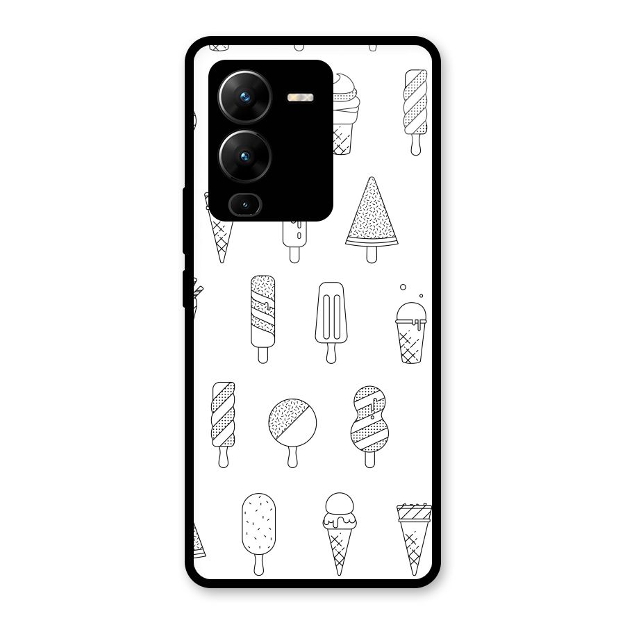 Ice Cream Lines Glass Back Case for Vivo V25 Pro