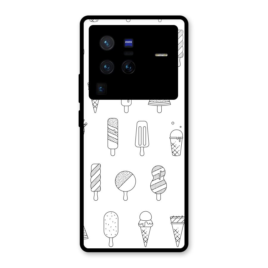 Ice Cream Lines Glass Back Case for Vivo X80 Pro
