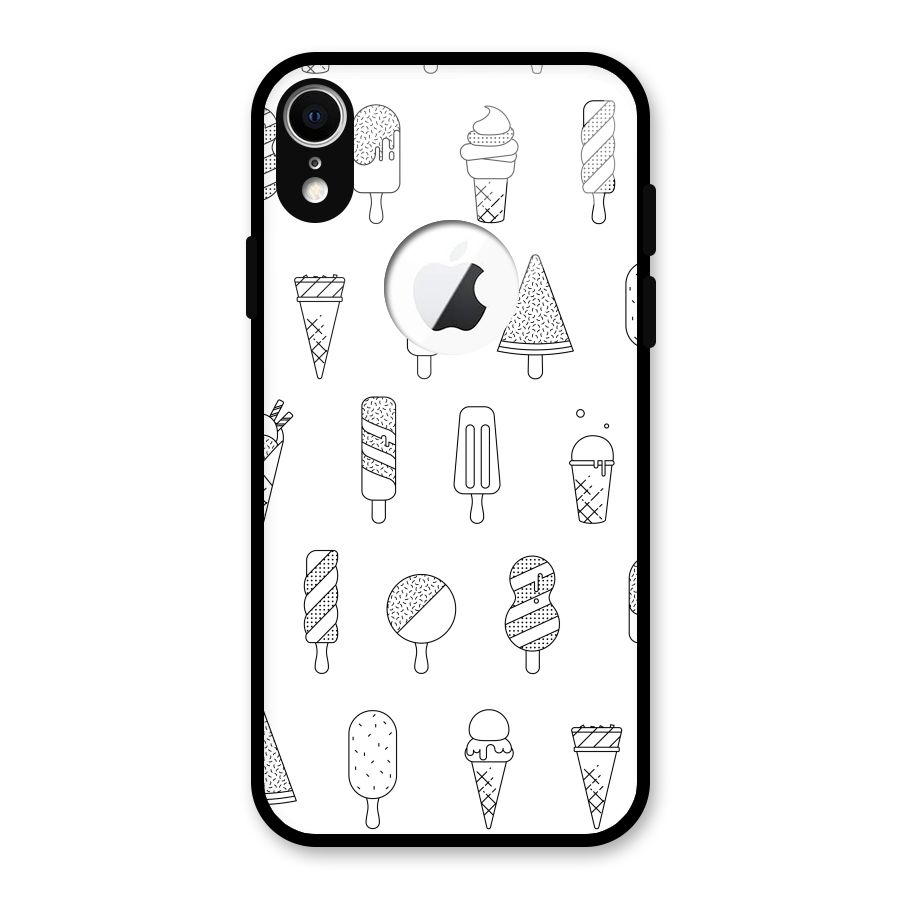 Ice Cream Lines Glass Back Case for iPhone XR Logo Cut