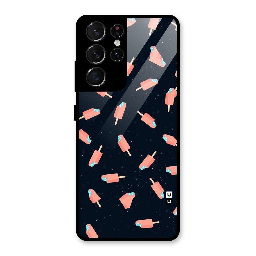 Icy Pattern Glass Back Case for Galaxy S21 Ultra 5G