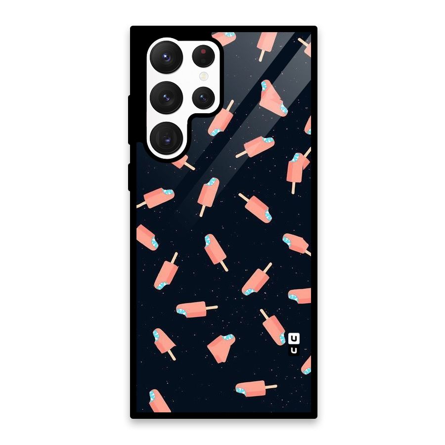 Icy Pattern Glass Back Case for Galaxy S22 Ultra 5G