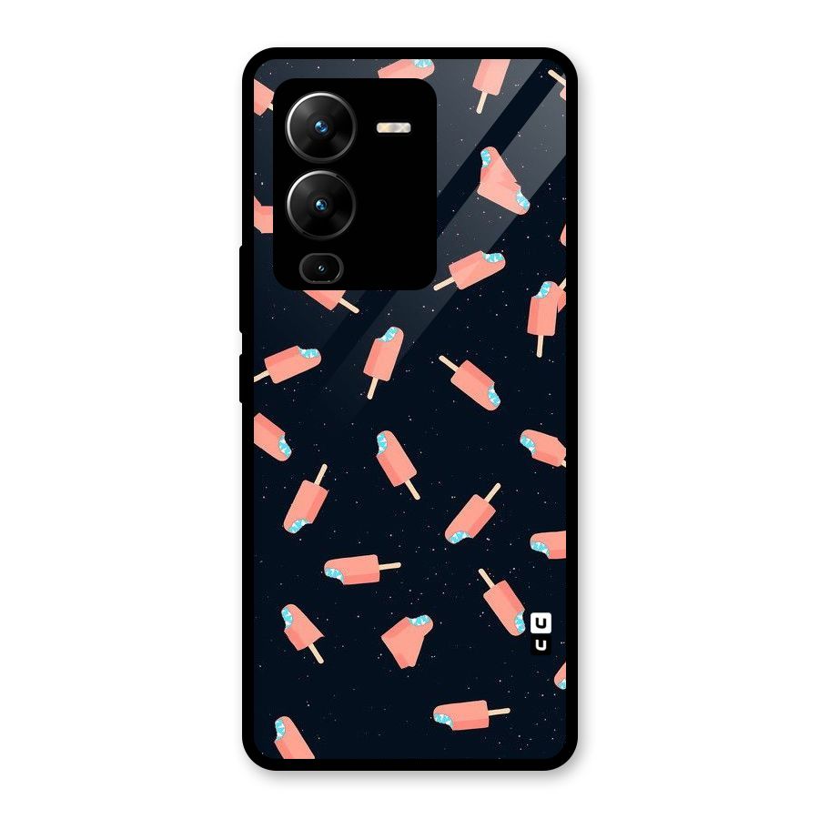 Icy Pattern Glass Back Case for Vivo V25 Pro