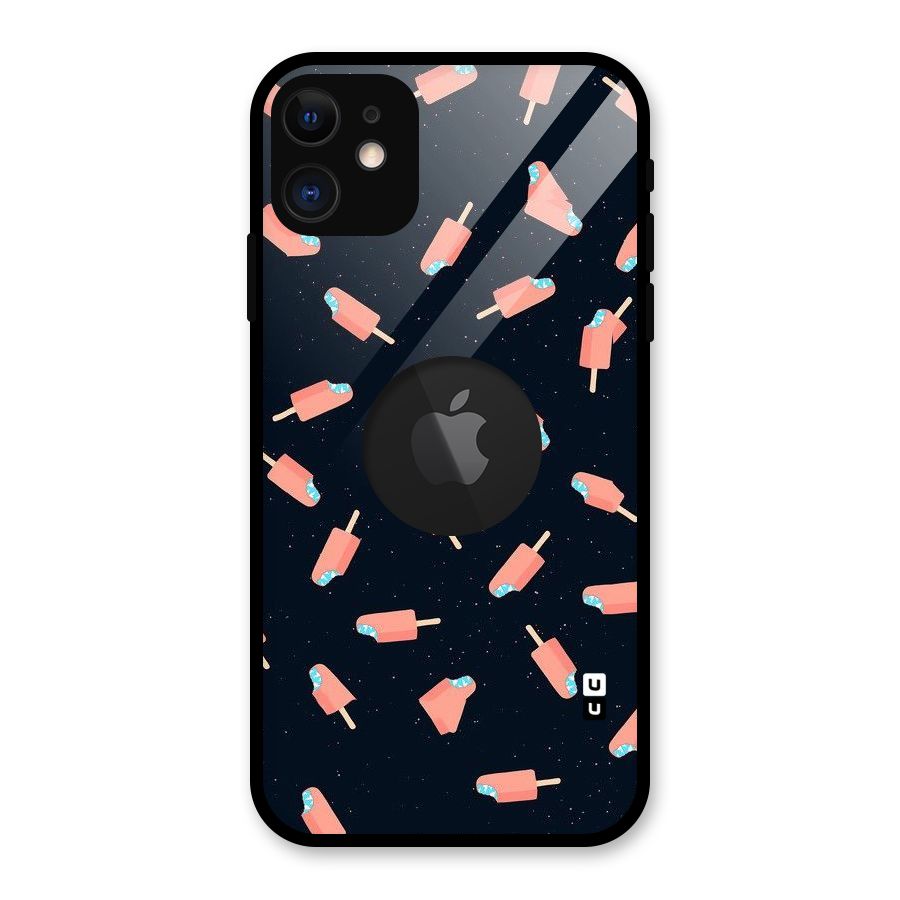 Icy Pattern Glass Back Case for iPhone 11 Logo Cut
