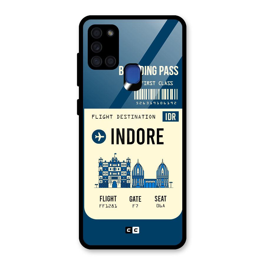 Indore Boarding Pass Glass Back Case for Galaxy A21s