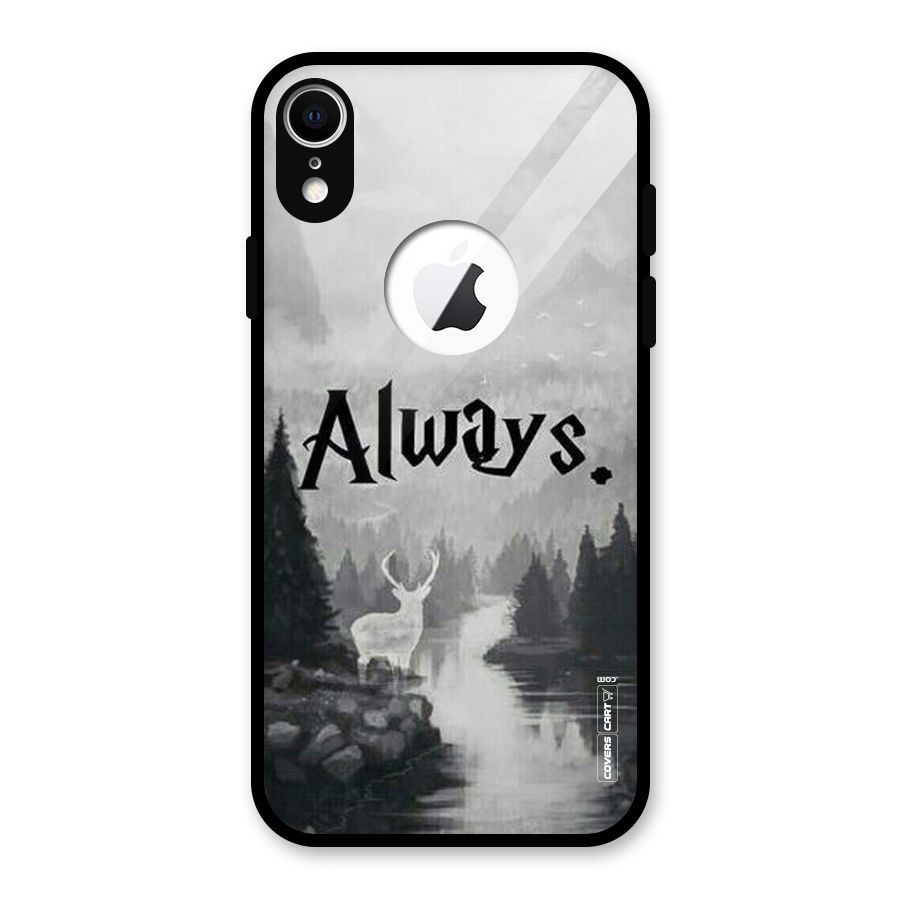Invisible Deer Glass Back Case for iPhone XR Logo Cut