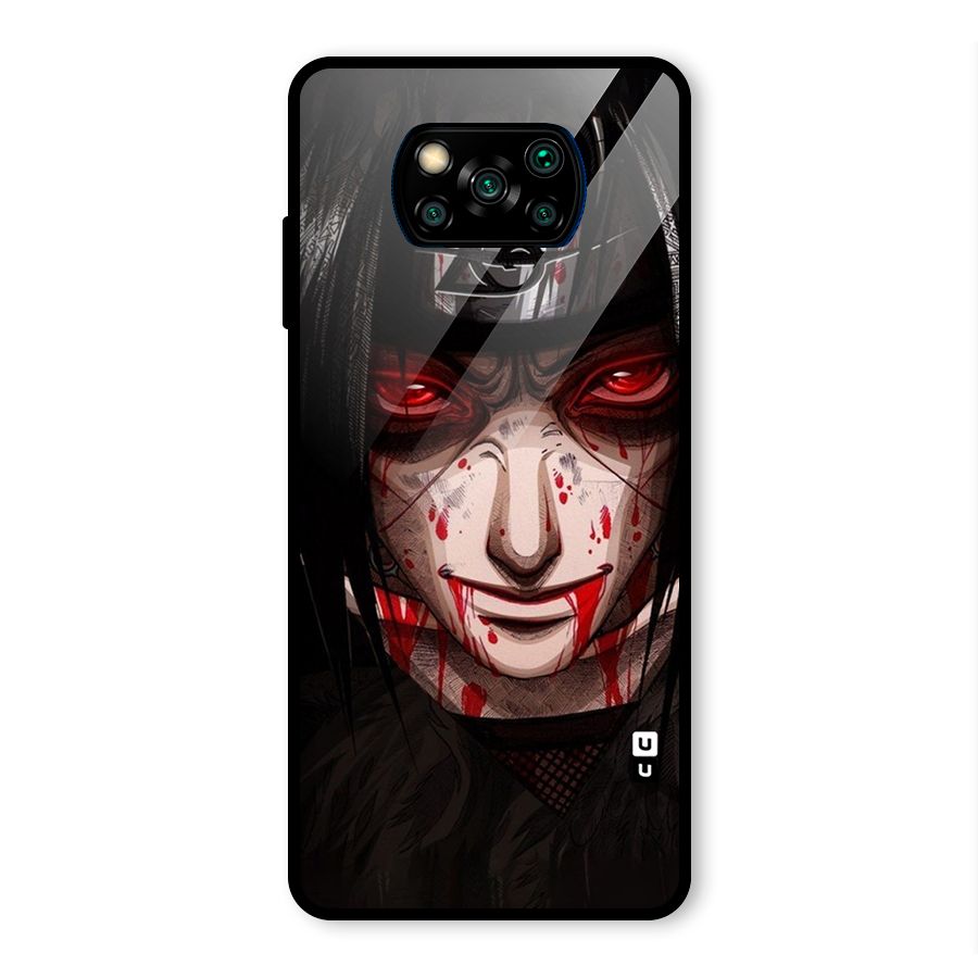 Itachi Uchiha Red Eyes Glass Back Case for Poco X3 Pro
