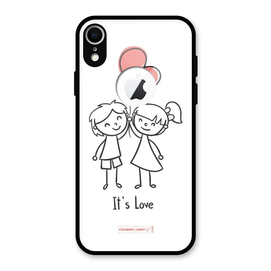 Its Love Glass Back Case for iPhone XR Logo Cut