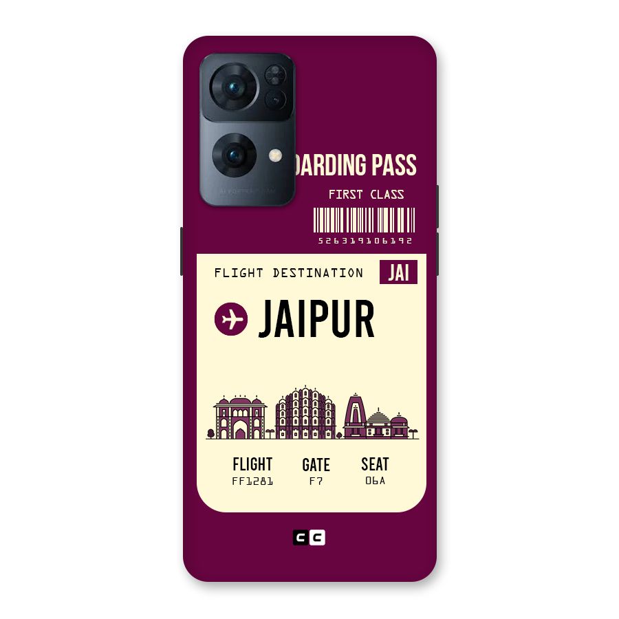 Jaipur Boarding Pass Back Case for Oppo Reno7 Pro 5G