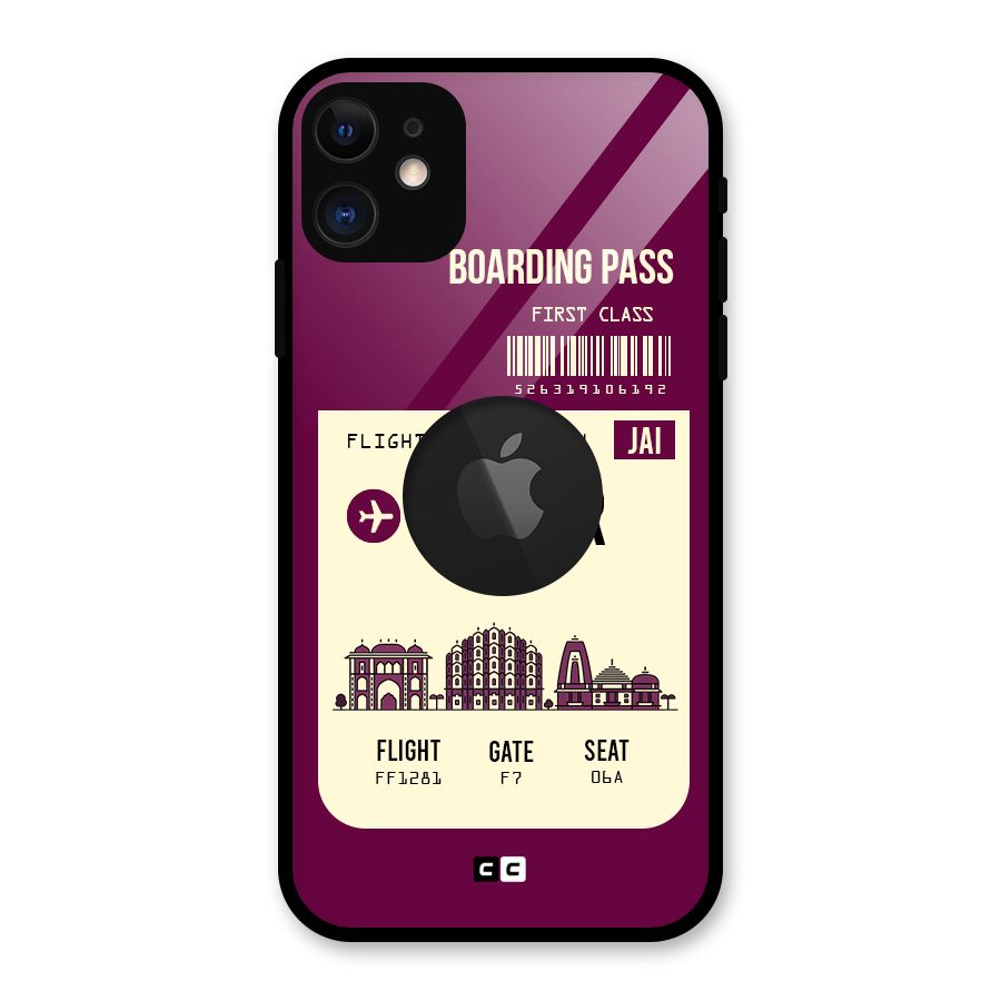Jaipur Boarding Pass Glass Back Case for iPhone 11 Logo Cut