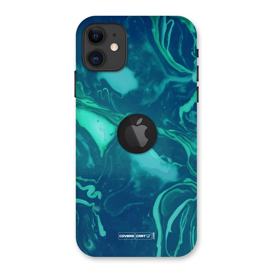 Jazzy Green Marble Texture Back Case for iPhone 11 Logo Cut