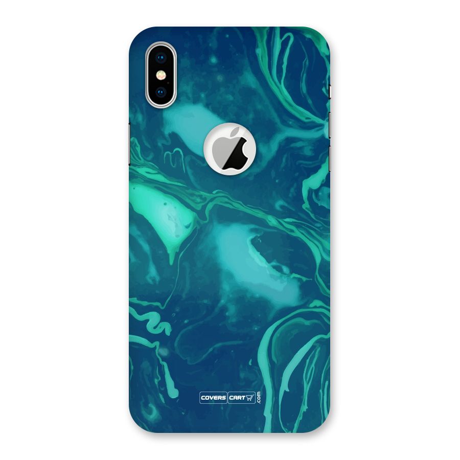 Jazzy Green Marble Texture Back Case for iPhone XS Logo Cut