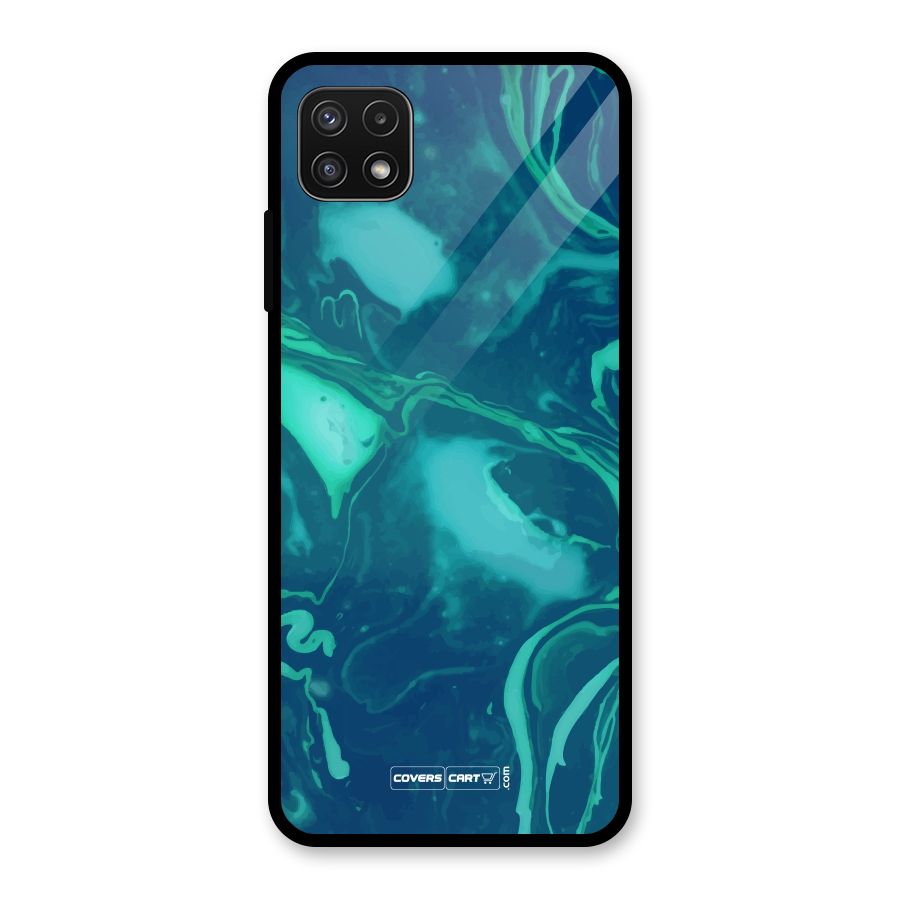 Jazzy Green Marble Texture Glass Back Case for Galaxy A22 5G