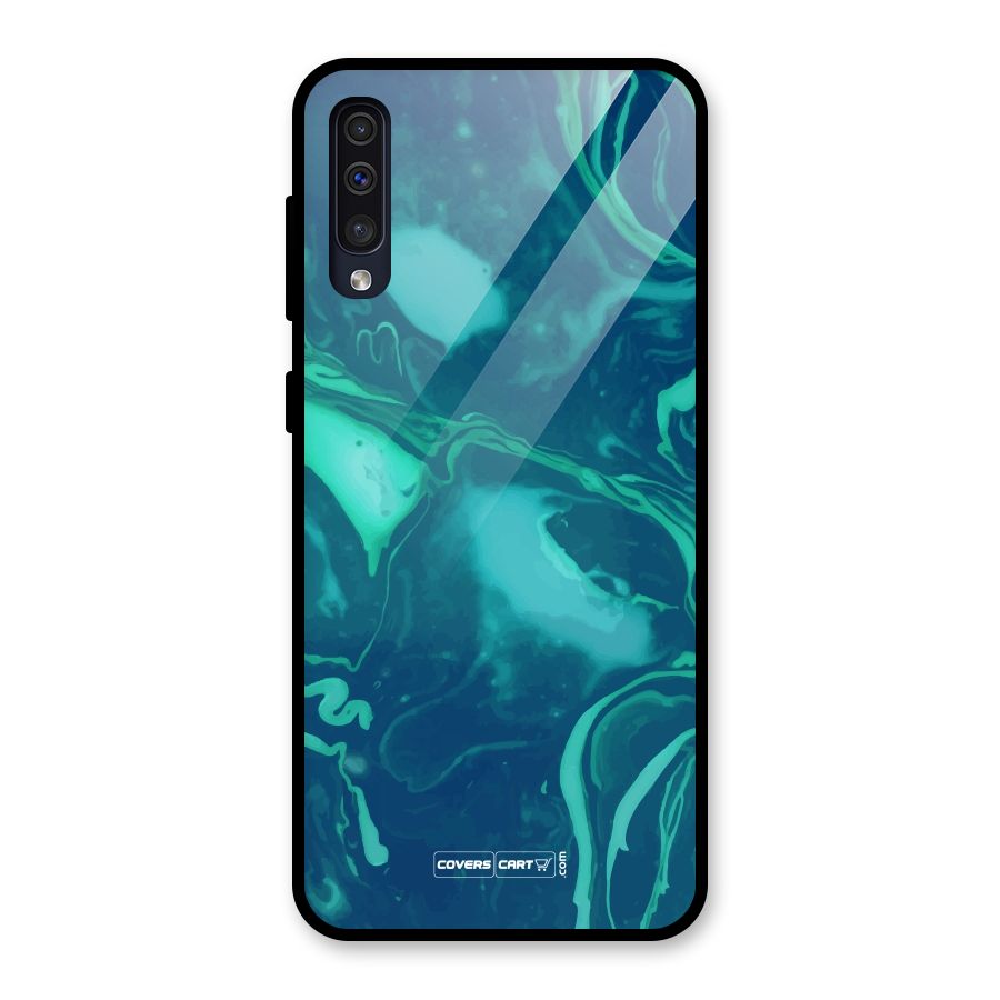 Jazzy Green Marble Texture Glass Back Case for Galaxy A50s
