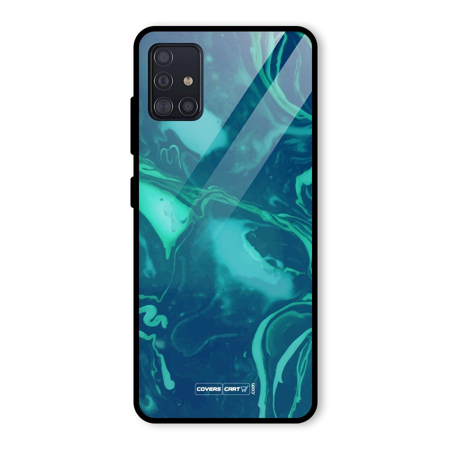 Jazzy Green Marble Texture Glass Back Case for Galaxy A51