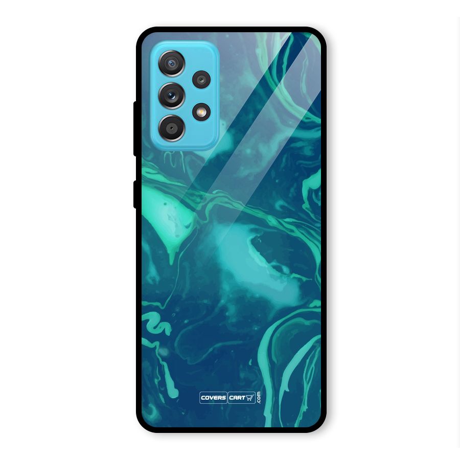 Jazzy Green Marble Texture Glass Back Case for Galaxy A52