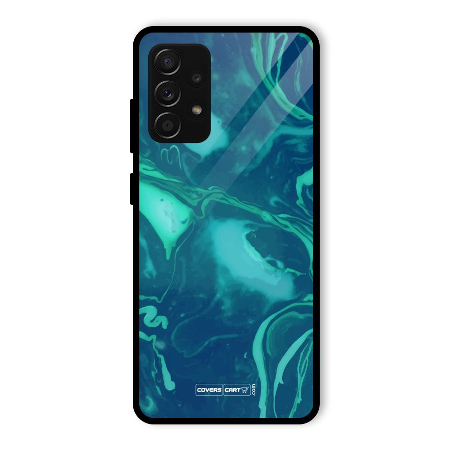 Jazzy Green Marble Texture Glass Back Case for Galaxy A53 5G