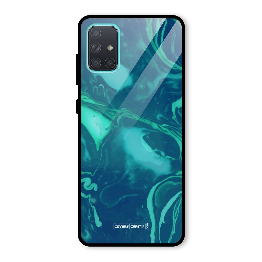 Jazzy Green Marble Texture Glass Back Case for Galaxy A71