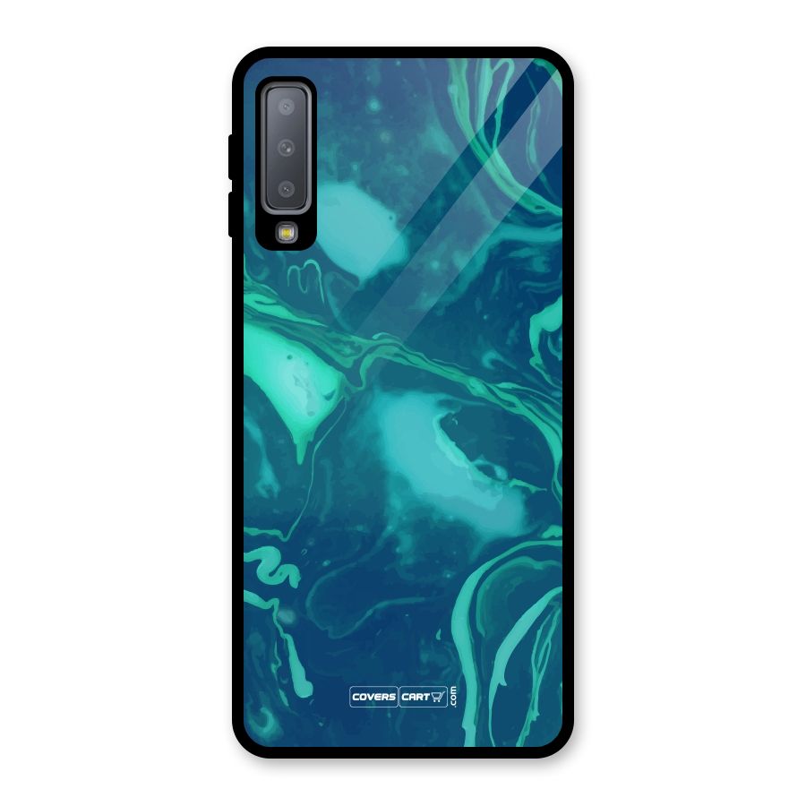 Jazzy Green Marble Texture Glass Back Case for Galaxy A7 (2018)