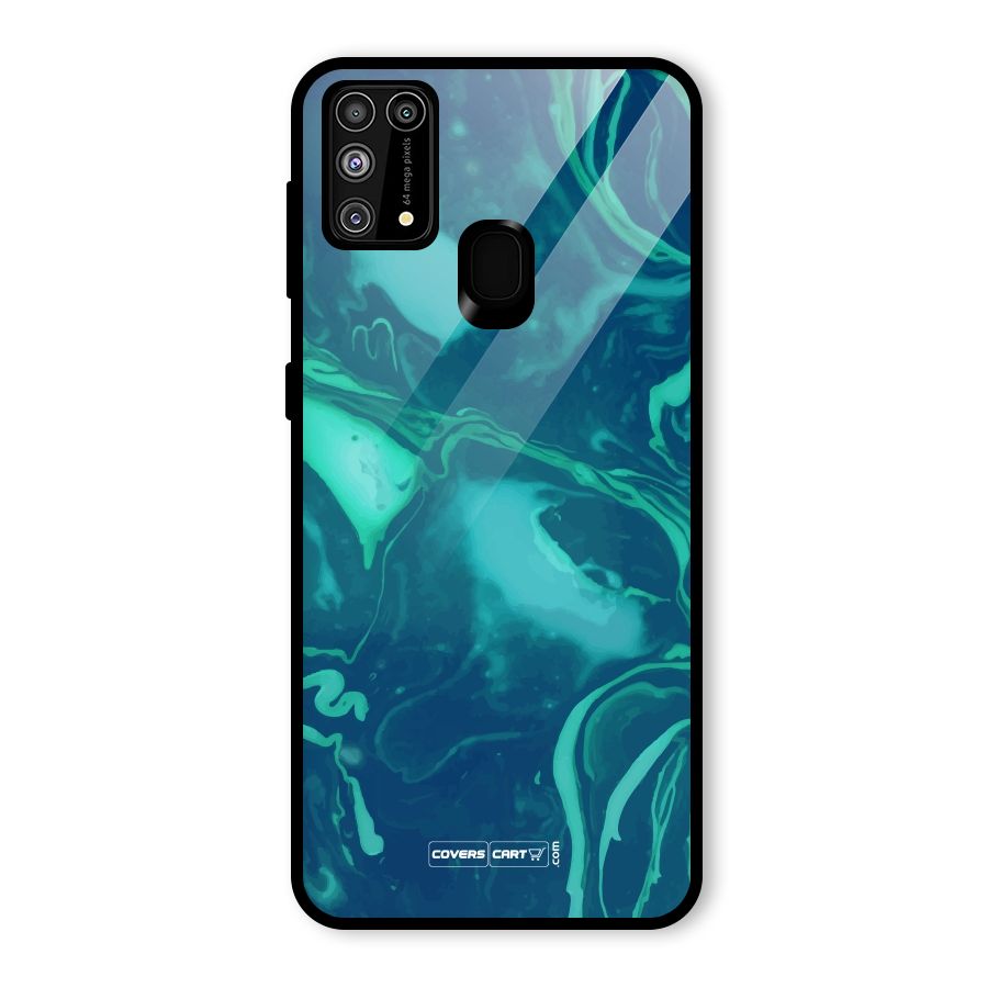 Jazzy Green Marble Texture Glass Back Case for Galaxy F41