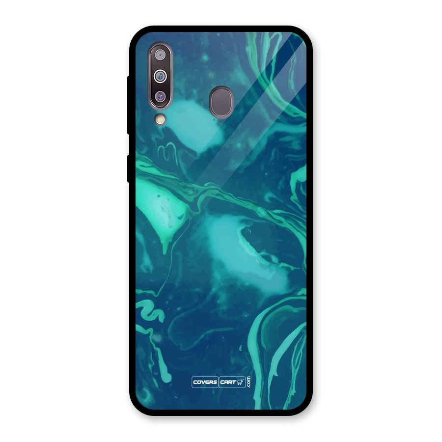 Jazzy Green Marble Texture Glass Back Case for Galaxy M30