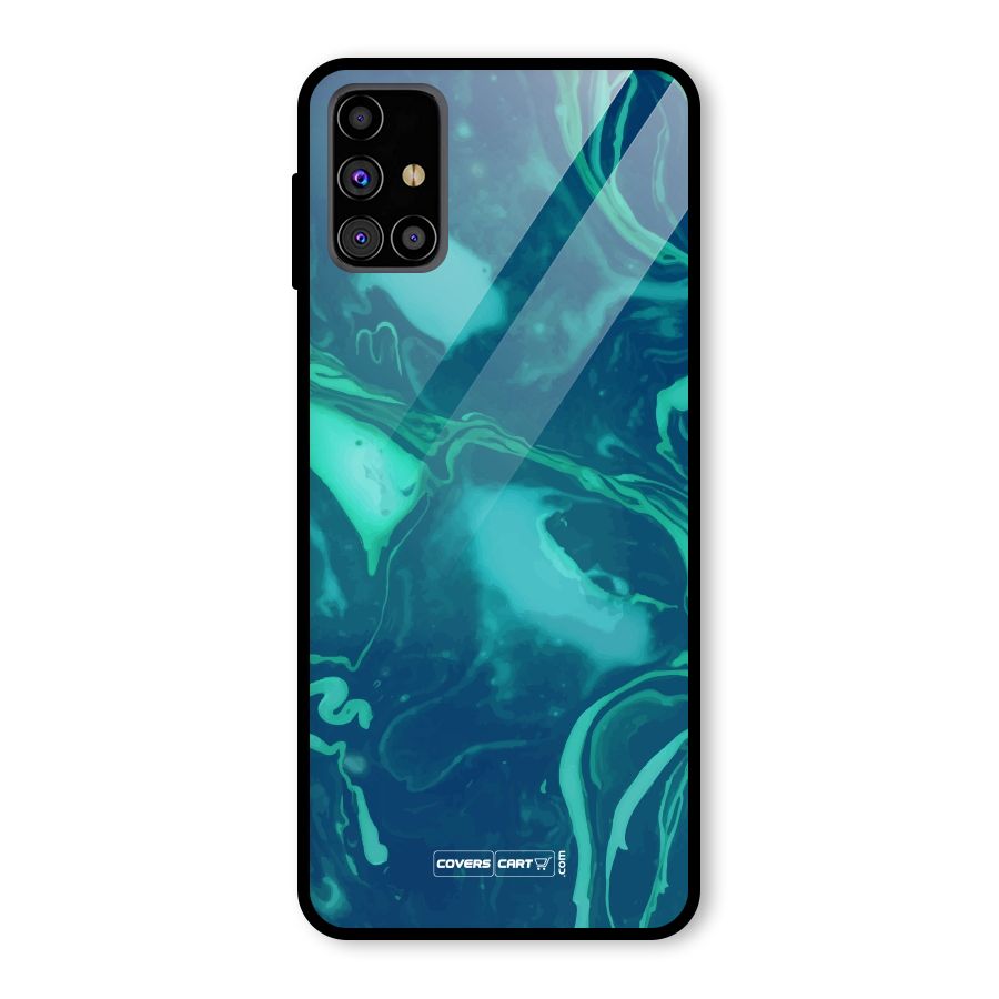 Jazzy Green Marble Texture Glass Back Case for Galaxy M31s
