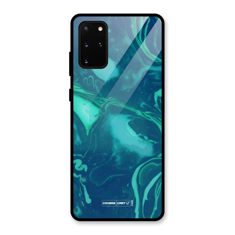 Jazzy Green Marble Texture Glass Back Case for Galaxy S20 Plus