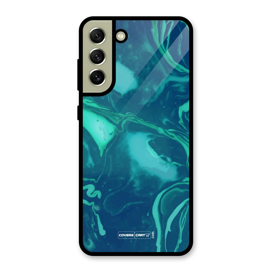 Jazzy Green Marble Texture Glass Back Case for Galaxy S21 FE 5G