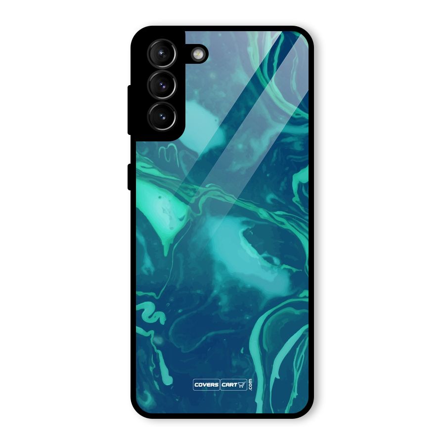 Jazzy Green Marble Texture Glass Back Case for Galaxy S21 Plus