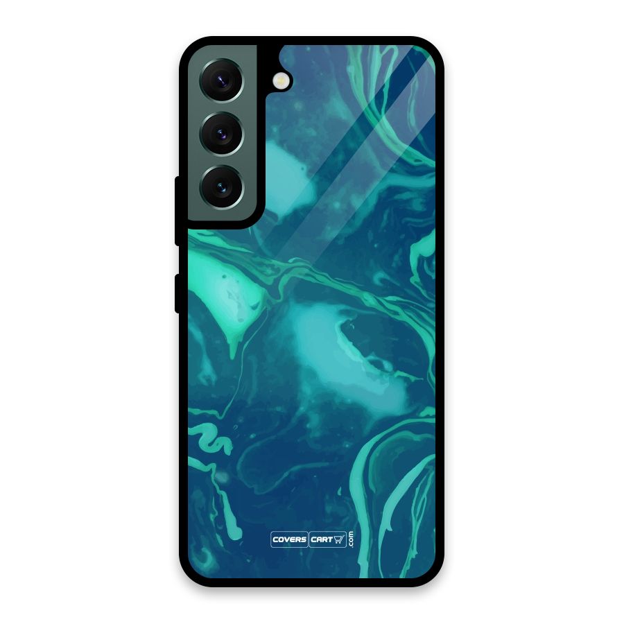 Jazzy Green Marble Texture Glass Back Case for Galaxy S22 5G