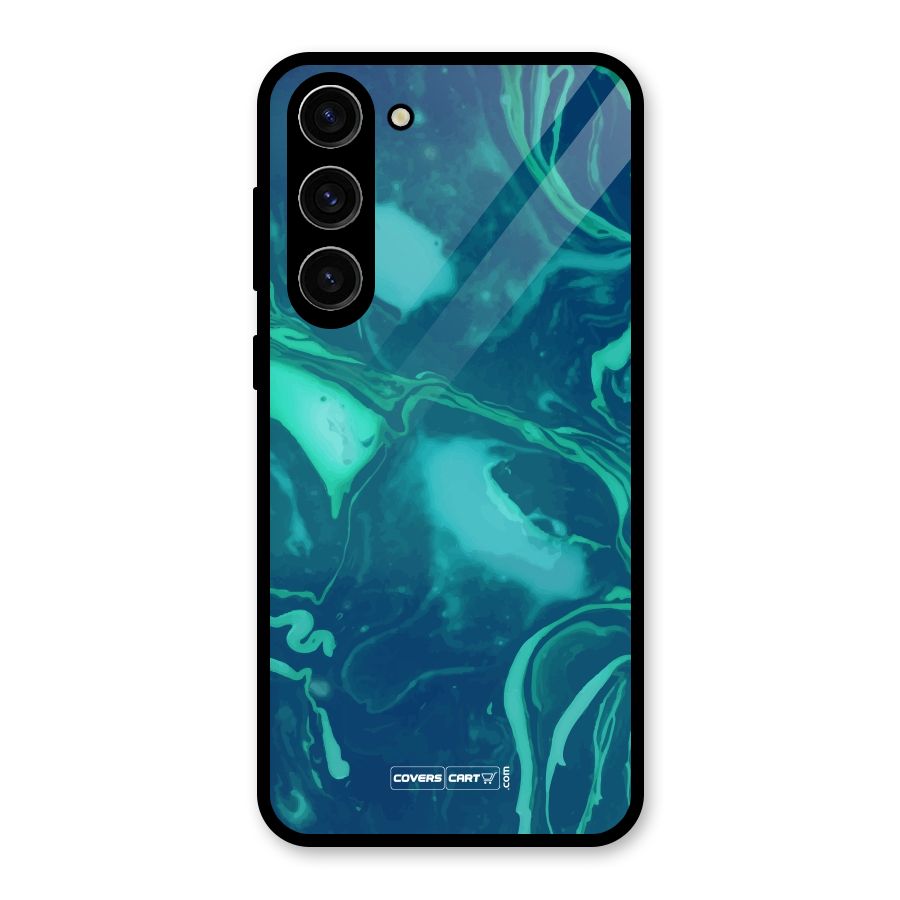 Jazzy Green Marble Texture Glass Back Case for Galaxy S23 Plus