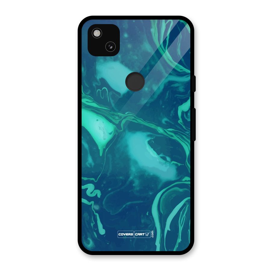 Jazzy Green Marble Texture Glass Back Case for Google Pixel 4a