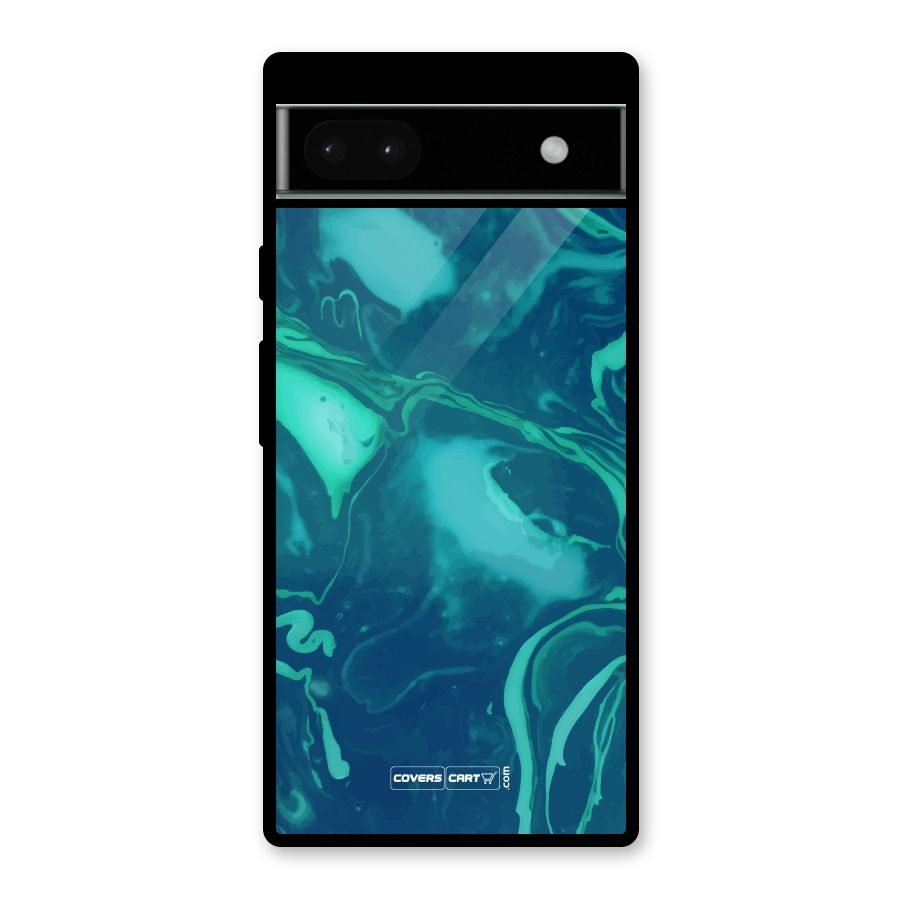 Jazzy Green Marble Texture Glass Back Case for Google Pixel 6a