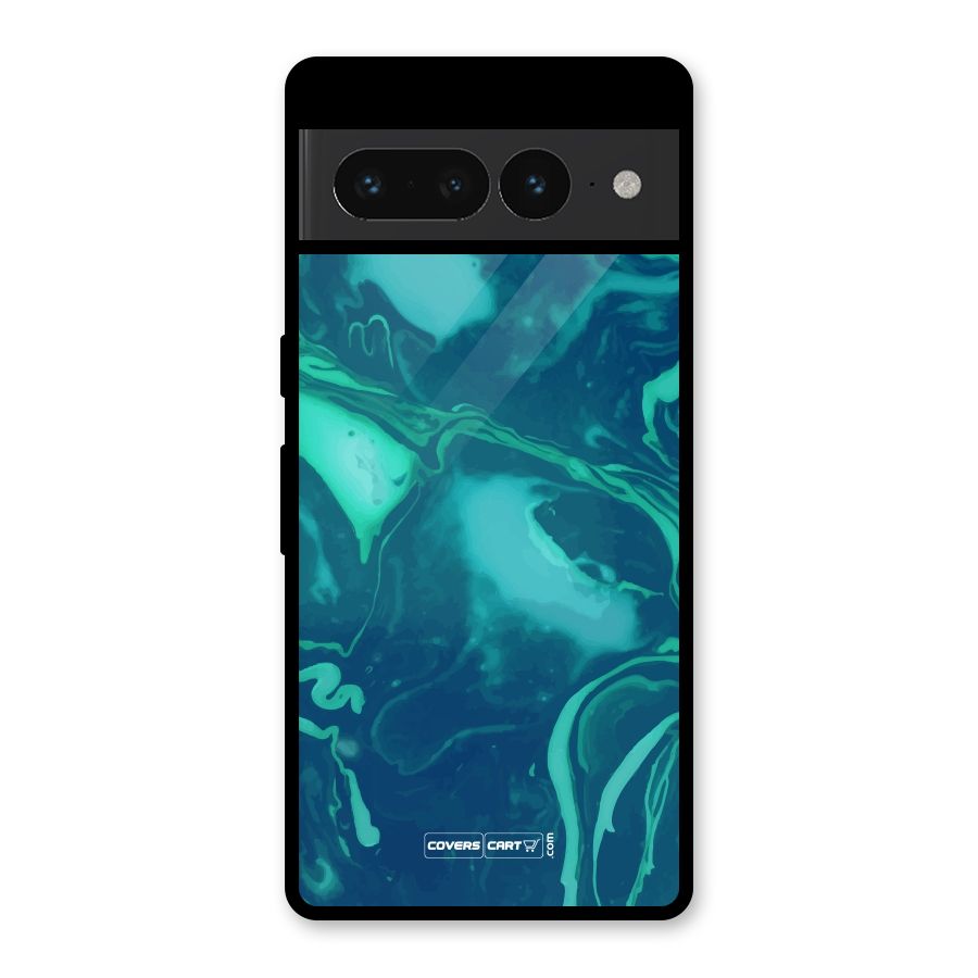 Jazzy Green Marble Texture Glass Back Case for Google Pixel 7 Pro