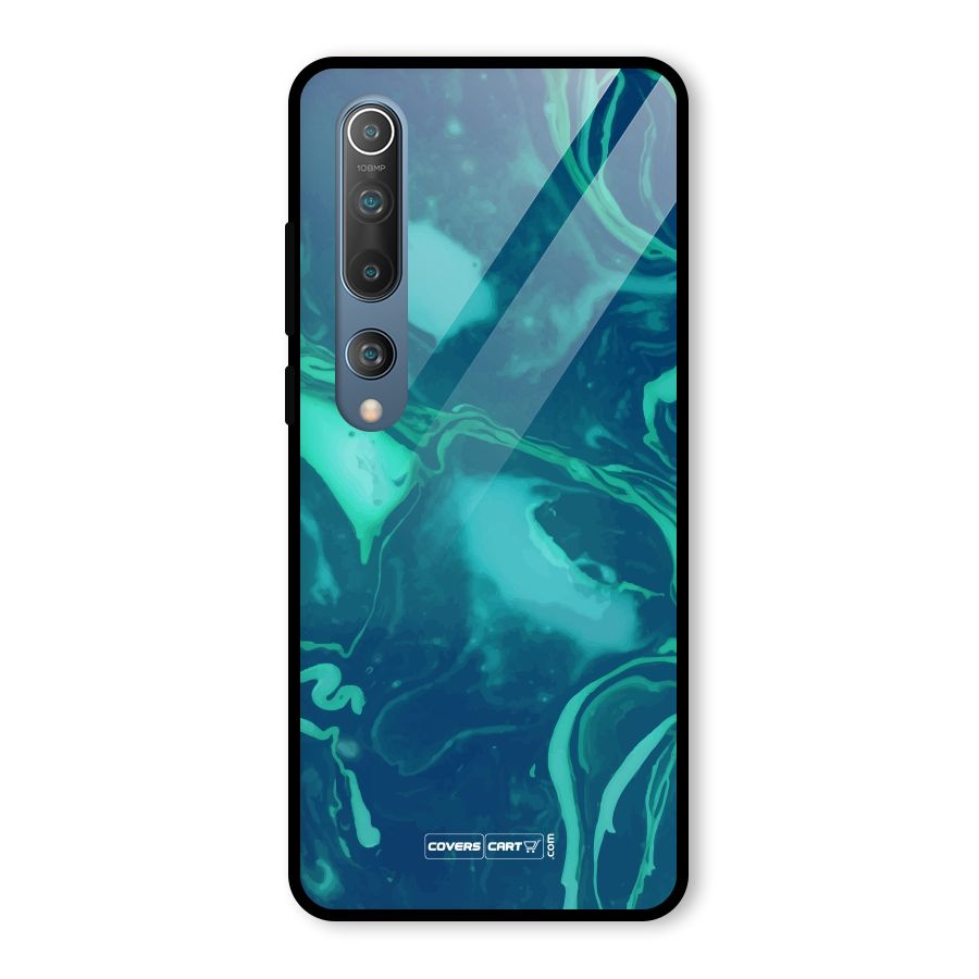 Jazzy Green Marble Texture Glass Back Case for Mi 10