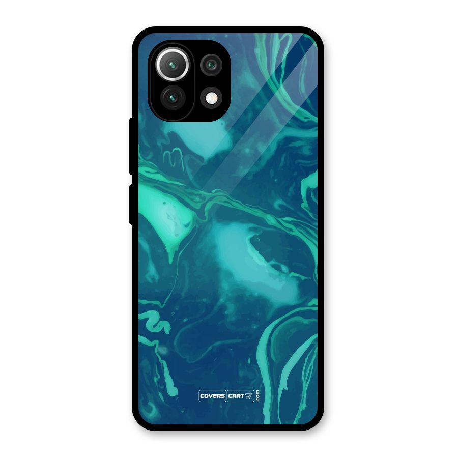 Jazzy Green Marble Texture Glass Back Case for Mi 11 Lite