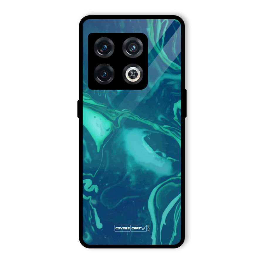 Jazzy Green Marble Texture Glass Back Case for OnePlus 10 Pro 5G