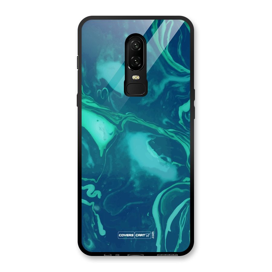 Jazzy Green Marble Texture Glass Back Case for OnePlus 6