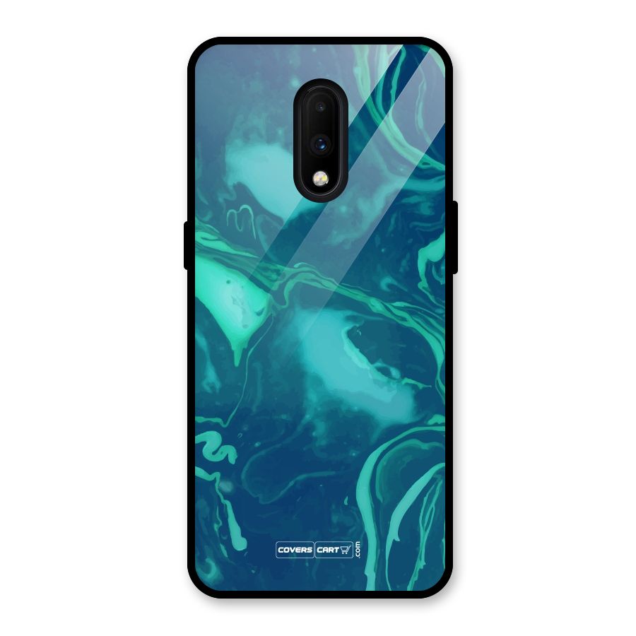 Jazzy Green Marble Texture Glass Back Case for OnePlus 7
