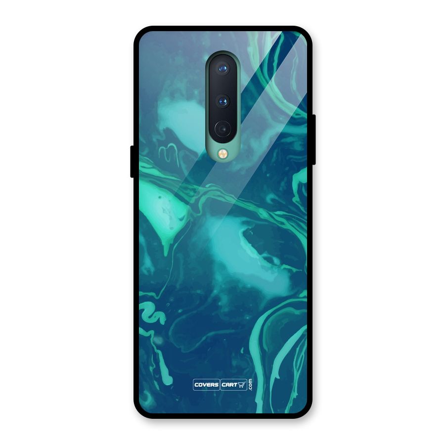 Jazzy Green Marble Texture Glass Back Case for OnePlus 8
