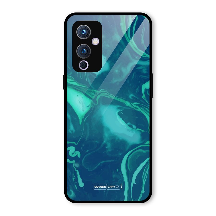 Jazzy Green Marble Texture Glass Back Case for OnePlus 9